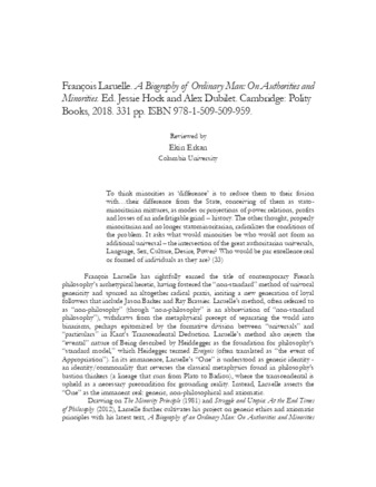 File thumbnail: François Laruelle, A Biography of Ordinary Man: On Authorities and Minorities